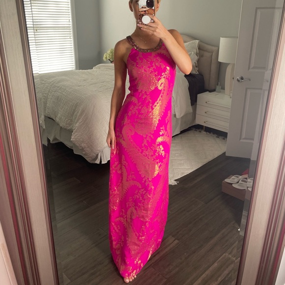 Lilly Pulitzer Franconia 100% Silk Embellished Dress Silk Embroidery - Picture 3 of 16